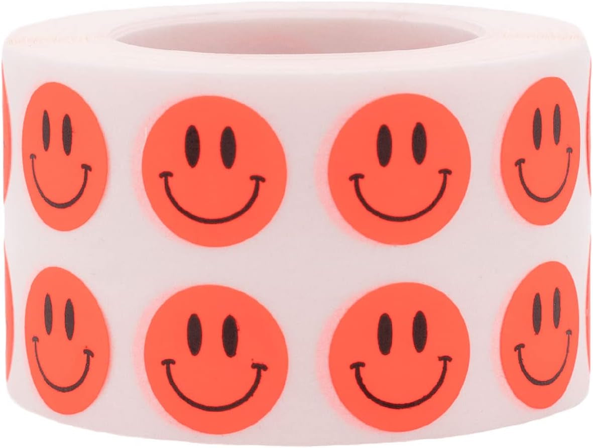 Happy Face Stickers Blue Holographic Sparkle Happy Face Labels 0.50 Inch 1,000 Total Adhesive Stickers