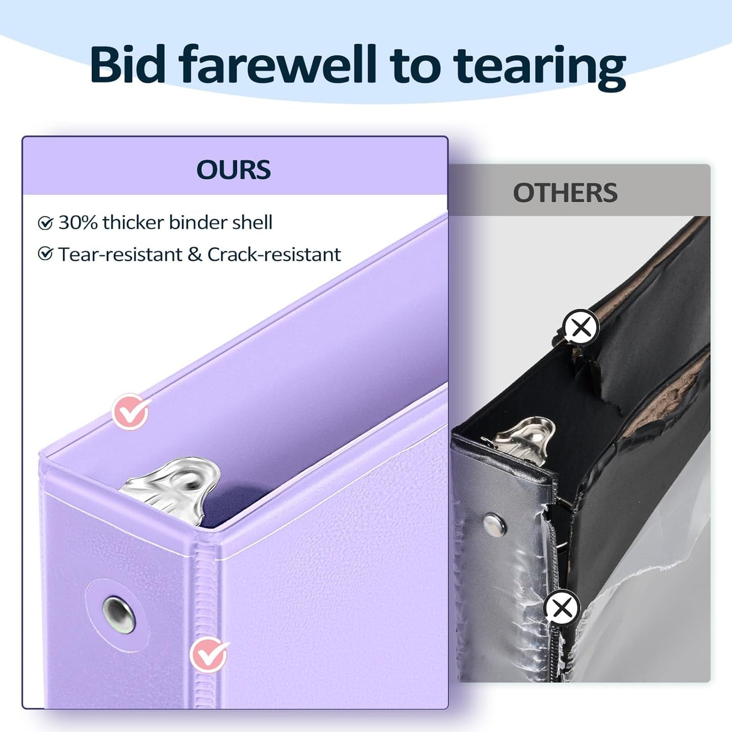 6 Pack Extra Durable 3 Ring Binders 1 Inch, 1” Three round Ring Binders with Pockets, Cute Customizable Clear View Cover for 8.5 X 11'' Letter Size Papers, Pastel School Office Supplies for Girl