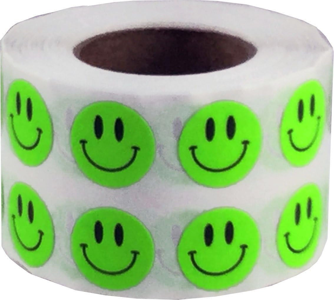 Happy Face Stickers Blue Holographic Sparkle Happy Face Labels 0.50 Inch 1,000 Total Adhesive Stickers