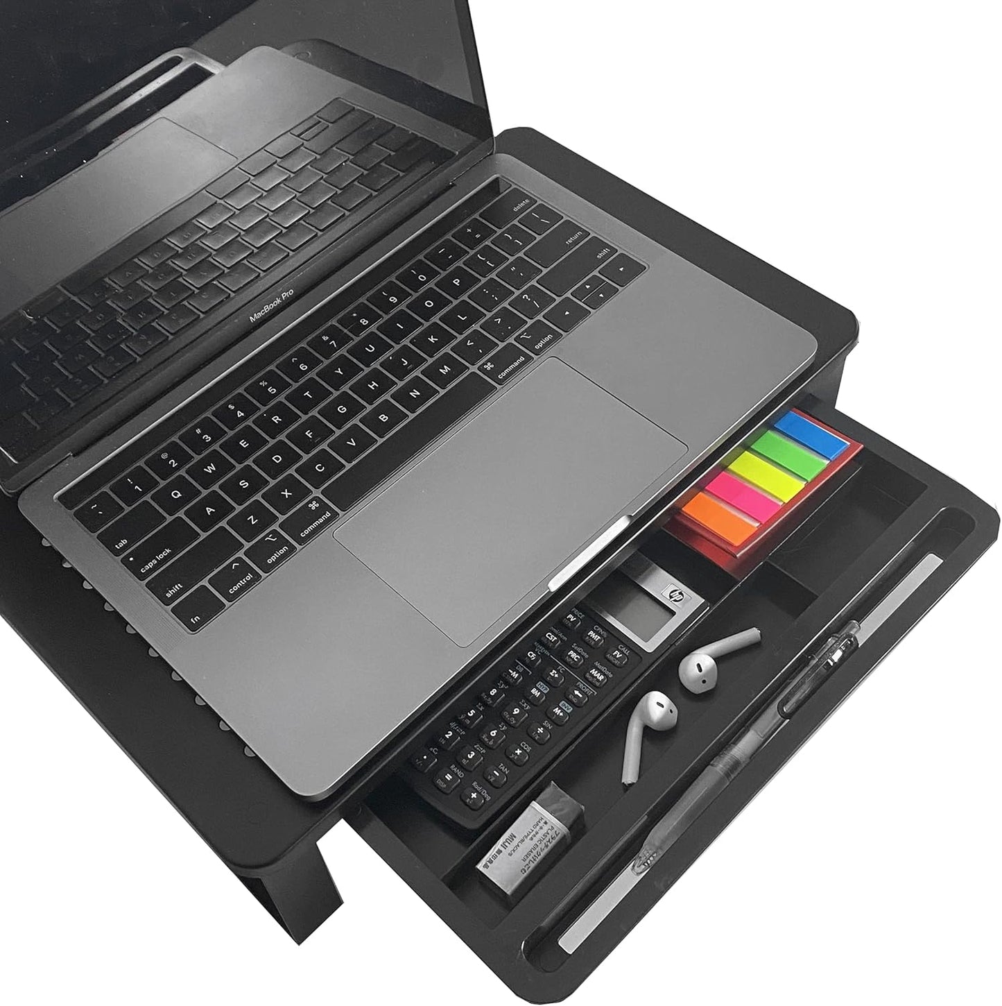 Metal Monitor Stand Monitor Riser and Computer Desk Organizer with Drawer and Pen Holder for Laptop, Computer, Imac,Office, Home, School Supplies , 1 Pack, Black