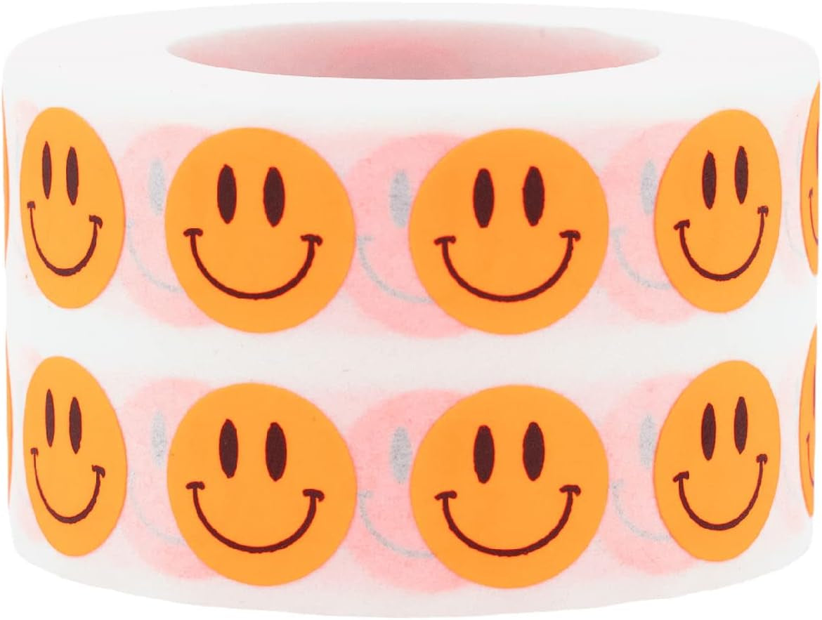Happy Face Stickers Blue Holographic Sparkle Happy Face Labels 0.50 Inch 1,000 Total Adhesive Stickers