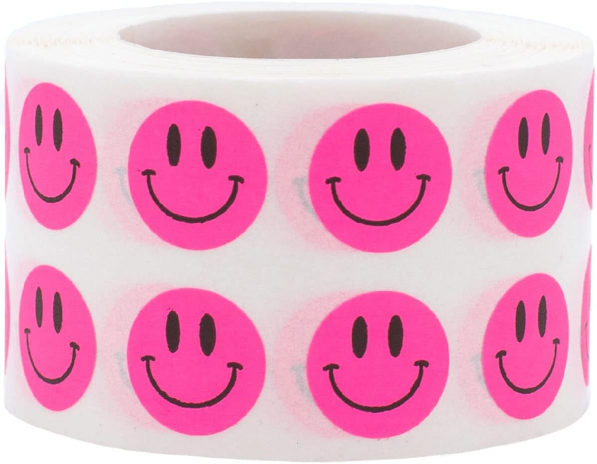 Happy Face Stickers Blue Holographic Sparkle Happy Face Labels 0.50 Inch 1,000 Total Adhesive Stickers