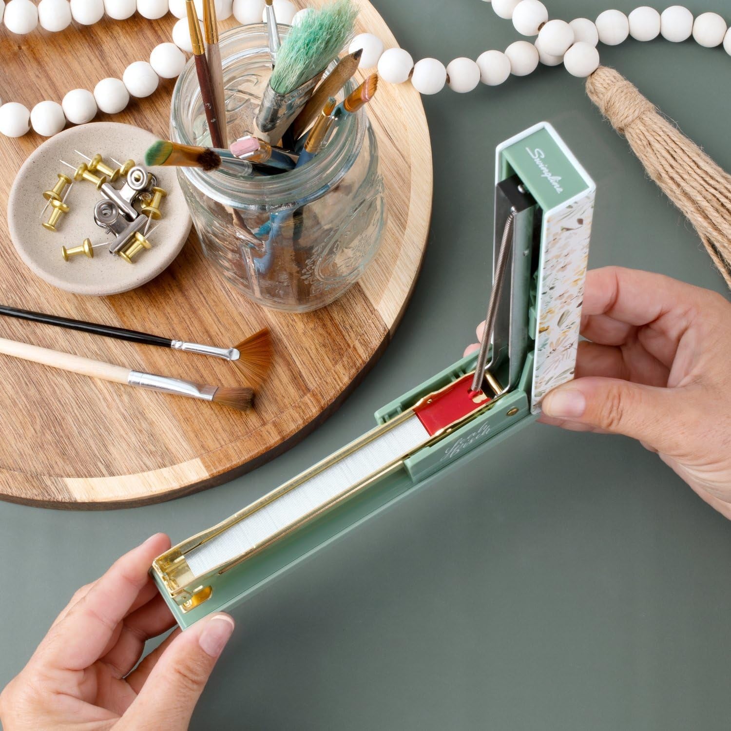 Stapler by Leah Bisch, 20 Sheet Capacity, Full Strip, Wildflowers, Colorful Fashion Design (S700034)