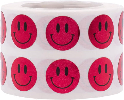 Happy Face Stickers Blue Holographic Sparkle Happy Face Labels 0.50 Inch 1,000 Total Adhesive Stickers