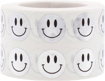 Happy Face Stickers Blue Holographic Sparkle Happy Face Labels 0.50 Inch 1,000 Total Adhesive Stickers