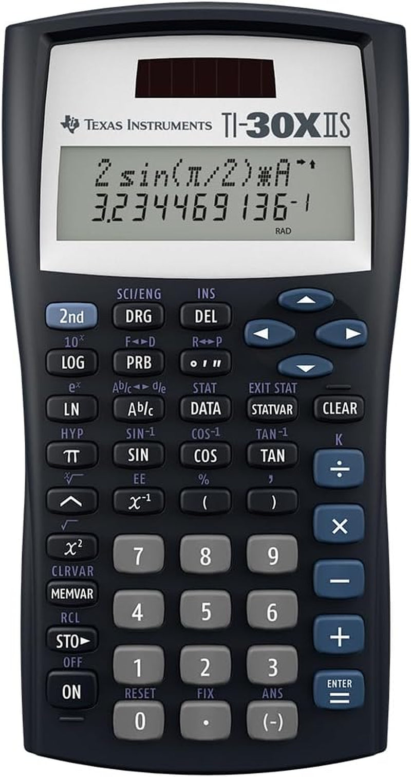 TI-30XIIS Scientific Calculator, Black with Blue Accents